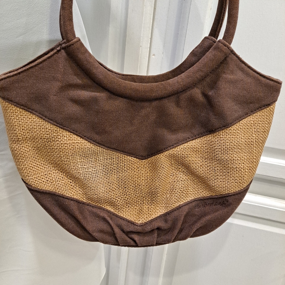 Timberland Brown Canvas and Tan Jute Shoulder Bag